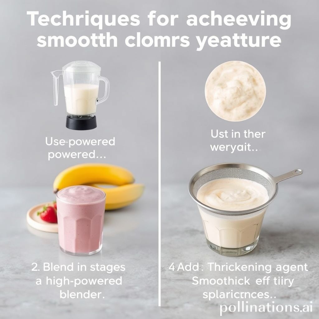 Techniques for achieving a smooth and creamy texture
1. Use a high powered blender
2. Blend in stages
3. Add a thickening agent
4